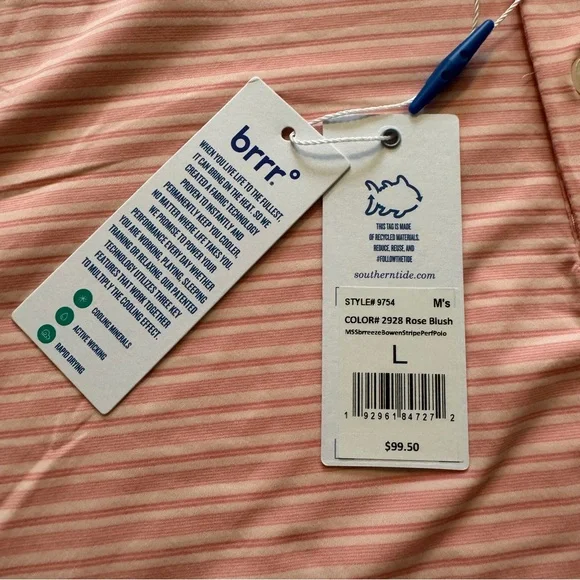 FINAL PRICE- NEW- Southern Tide Brr Performance Polo Collared Golf Shirt- Large - Picture 3 of 10